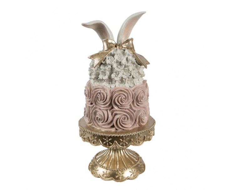 Dekorace květinový dort na podstavci se zaječími oušky - Ø 17*35 cm Clayre & Eef