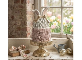 Dekorace květinový dort na podstavci se zaječími oušky - Ø 17*35 cm