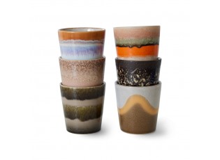 Set 6ks retro hrnek na kávu Coffee 70s - Ø 7,5*8cm / 230 ml 