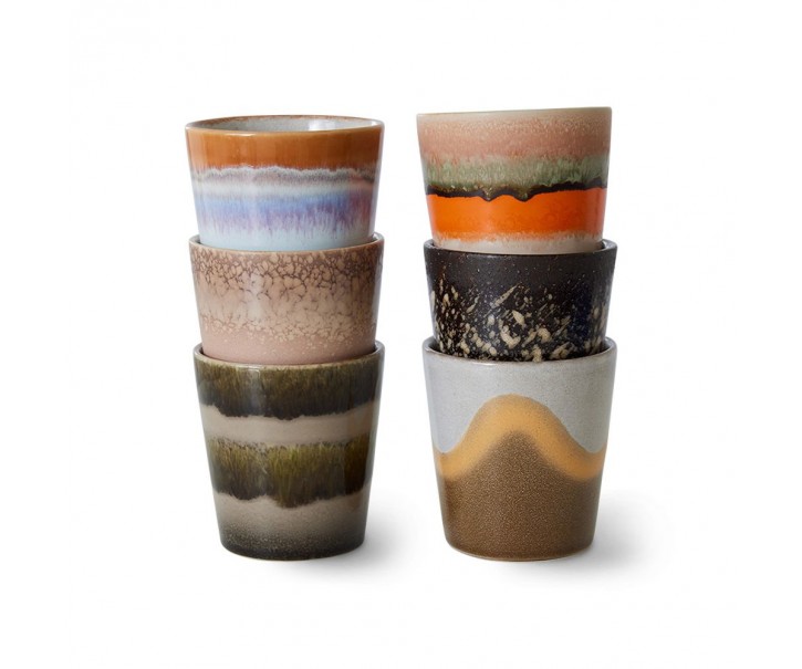 Set 6ks retro hrnek na kávu Coffee 70s - Ø 7,5*8cm / 230 ml HKLIVING