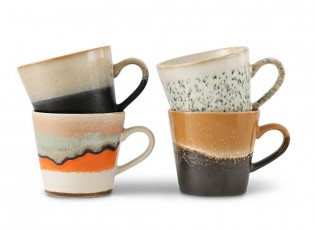 Set 4ks retro hrnek na Cappuccino 70s Verve - 12*Ø 9,5*8,5 / 300 ml 