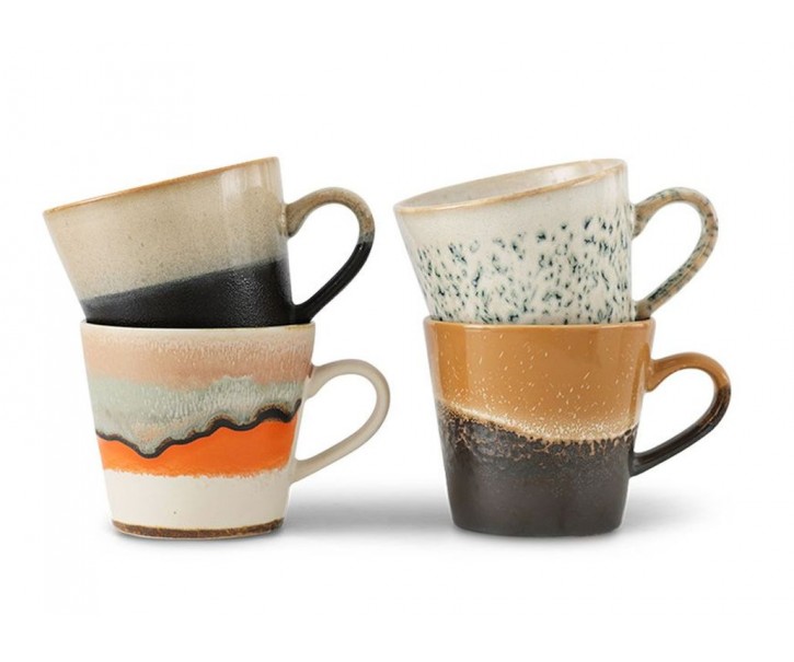 Set 4ks retro hrnek na Cappuccino 70s Verve - 12*Ø 9,5*8,5 / 300 ml HKLIVING