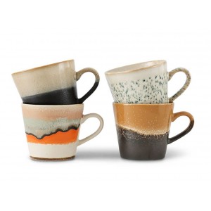 Set 4ks retro hrnek na Cappuccino 70s Verve - 12*Ø 9,5*8,5 / 300 ml 