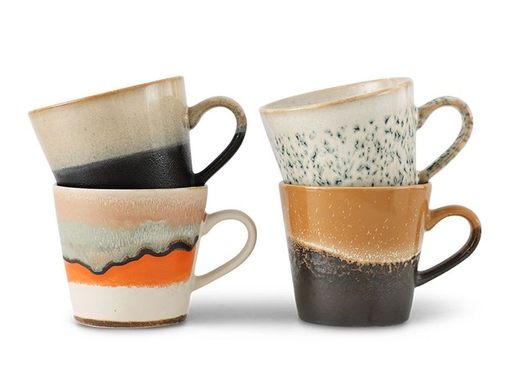 Set 4ks retro hrnek na Cappuccino 70s Verve - 12*Ø 9,5*8,5 / 300 ml 