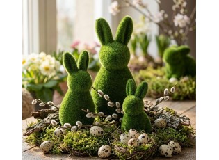 Zelená dekorativní figurka králíka Rabbit Flock Green S - Ø 7*14 cm