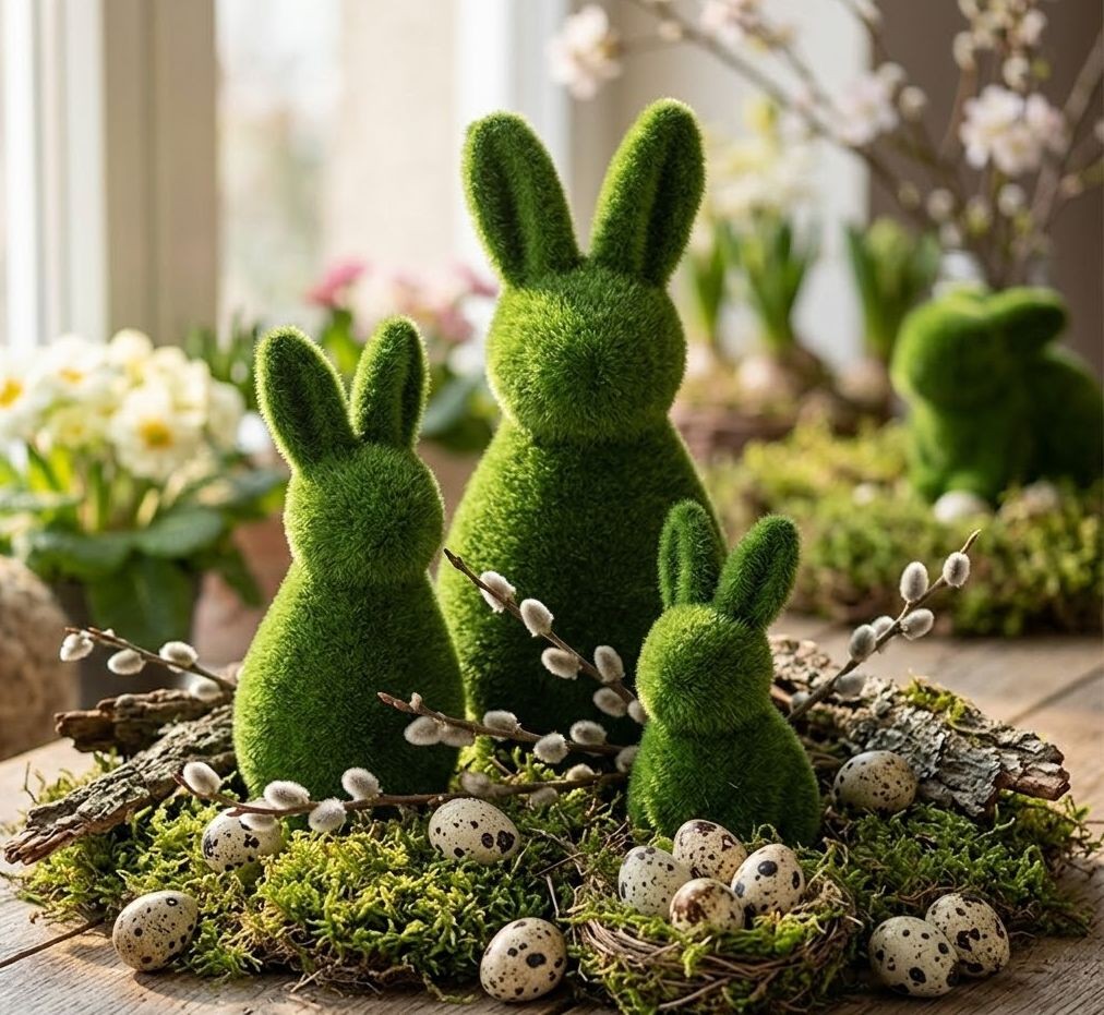 Zelená dekorativní figurka králíka Rabbit Flock Green M - Ø 9*21 cm