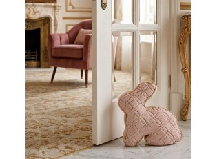 Růžovo-zlatá zarážka ke dveřím ve tvaru králíka - 29*10*27 cm