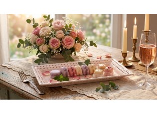 Růžový keramický servírovací podnos Hella Pastel Pink - 32*17*3 cm