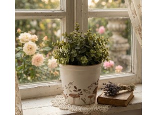 Béžový obal na květináč s houbičkami Little Forest Jewels M - Ø 15*14 cm