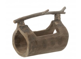 Dřevěný dekorační stojan na láhev s rukojetí - 16*14*17 cm