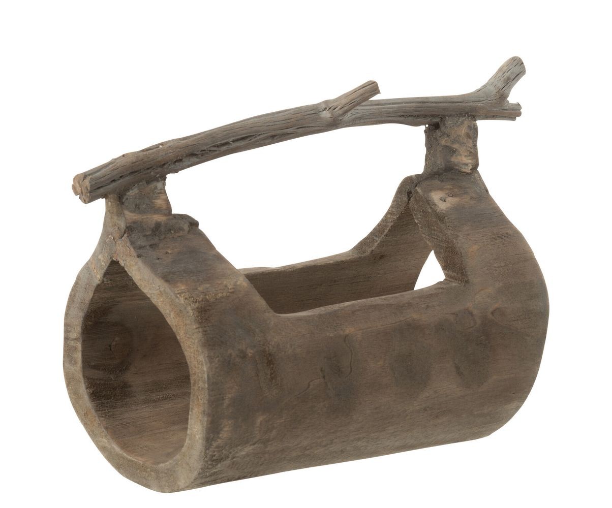 Dřevěný dekorační stojan na láhev s rukojetí - 16*14*17 cm