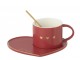 Vínový hrnek se srdíčky + lžička + talířek srdce Je t´aime - 16*14*7,5 cm J-Line by Jolipa