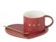 Vínový hrnek se srdíčky + lžička + talířek srdce Je t´aime - 16*14*7,5 cm J-Line by Jolipa
