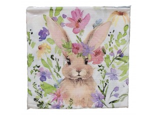 Barevné papírové ubrousky se zajíčkem a květy - 33*33 cm (20ks)