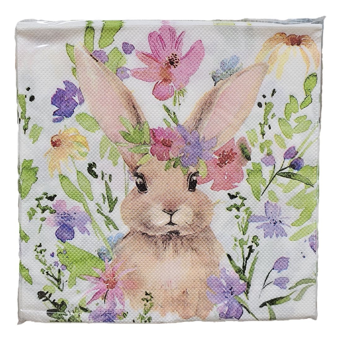 Barevné papírové ubrousky se zajíčkem a květy - 33*33 cm (20ks)