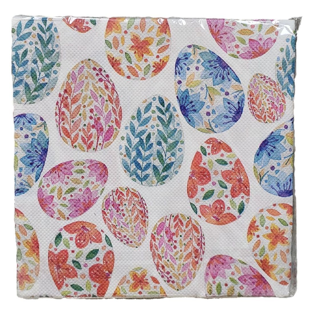 Barevné papírové ubrousky se zdobenými vajíčky - 33*33 cm (20ks)