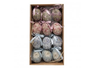 12ks dekorace závěsné vajíčko s květy Spring Egg - Ø 4*5cm