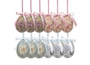 12ks dekorace závěsné vajíčko s květy Spring Egg - Ø 4*5cm