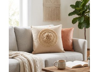Béžový polštář s třásněmi Square Sun - 40*14*40cm