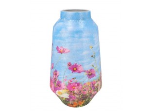 Veliká modrá kovová váza s květy Jullie Jolly blue L - 20*20*39 cm