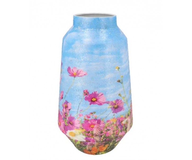 Modrá kovová veliká váza s květy Jullie Jolly blue L - 20*20*39 cm daan kromhout