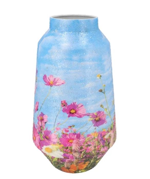 Veliká modrá kovová váza s květy Jullie Jolly blue L - 20*20*39 cm