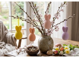 Set 4ks pastelové velikonoční vejce s oušky Egg Easter Flock - Ø 8*14 cm