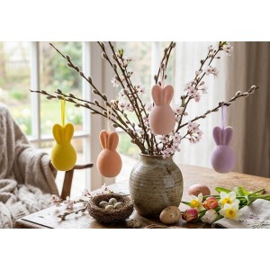 Set 4ks pastelové velikonoční vejce s oušky Egg Easter Flock - Ø 8*14 cm