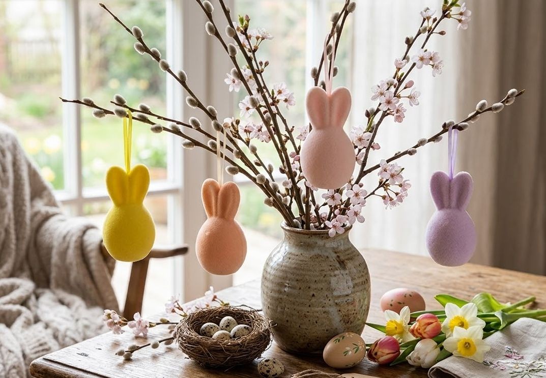 Set 4ks pastelové velikonoční vejce s oušky Egg Easter Flock - Ø 8*14 cm