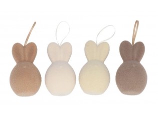 Set 4ks přírodní velikonoční vejce s oušky Egg Easter Flock - Ø 8*14 cm