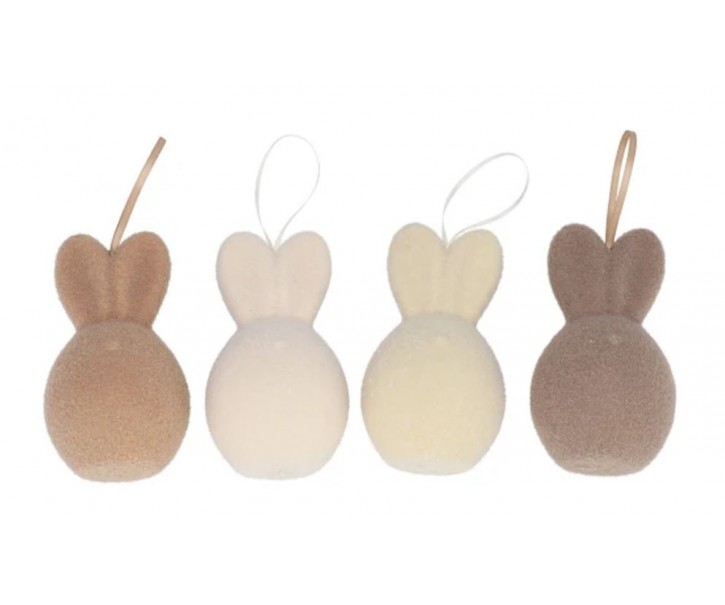 Set 4ks přírodní velikonoční vejce s oušky Egg Easter Flock - Ø 8*14 cm daan kromhout