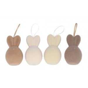 Set 4ks přírodní velikonoční vejce s oušky Egg Easter Flock - Ø 8*14 cm