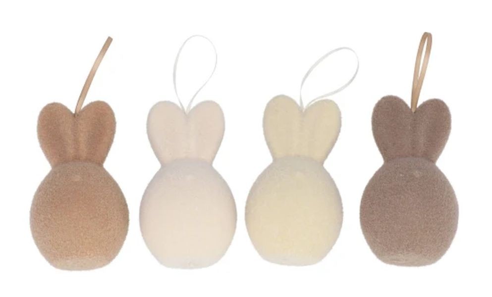 Set 4ks přírodní velikonoční vejce s oušky Egg Easter Flock - Ø 8*14 cm