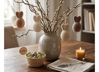 Set 4ks přírodní velikonoční vejce s oušky Egg Easter Flock - Ø 8*14 cm