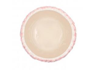 Růžovo-zelený obal na květináč s reliéfem květů Jane Flower - Ø 13*11cm