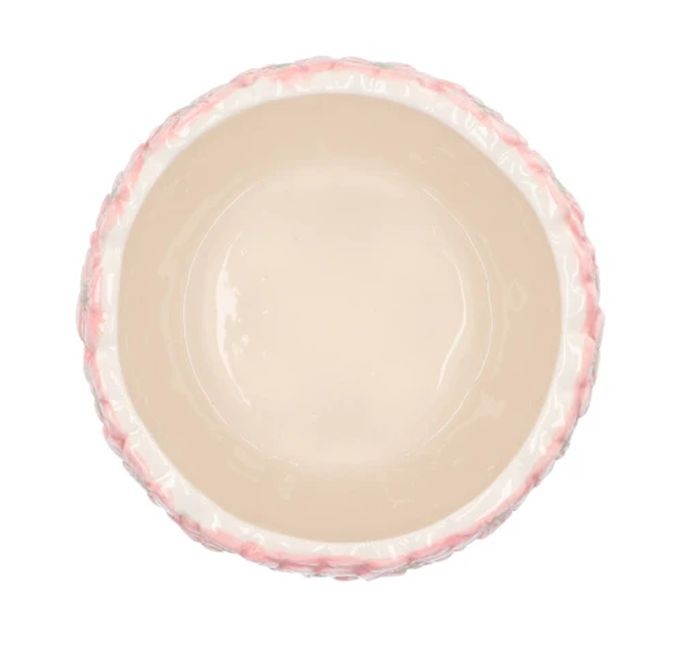 Růžovo-zelený obal na květináč s reliéfem květů Jane Flower - Ø 13*11cm