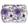 Bílý melaminový tácek s fialovými sasankami Purple Dream - 13*21 cm