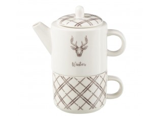 Tea for One s jelenem v krabičce Coffee Deer - 20*9*18 cm / 450/ 200 ml