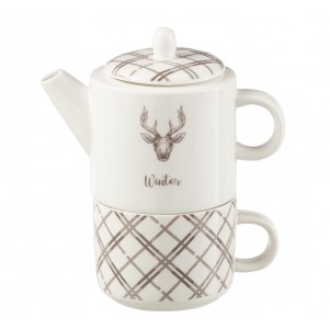 Tea for One s jelenem v krabičce Coffee Deer - 20*9*18 cm / 450/ 200 ml