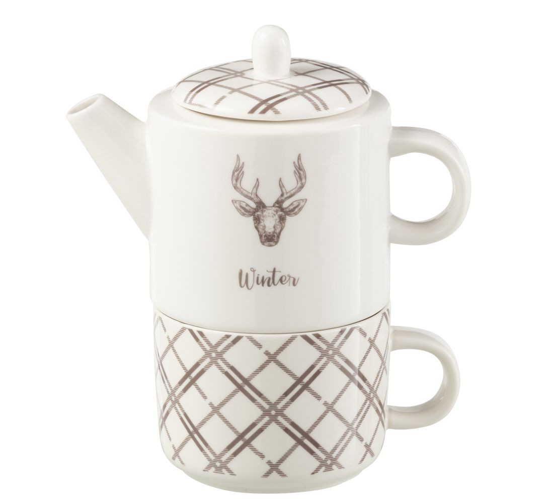 Čajový set Tea for One s jelenem v krabičce - 20*9*18 cm / 450/ 200 ml