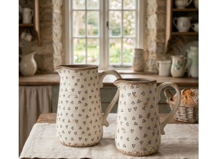 Béžový keramický džbán se srdíčky Hearti M - 16*12*18 cm
