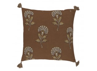 Hnědý povlak na polštář s květinovým vzorem a střapci Aix Quilt - 50*50 cm
