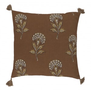 Hnědý bavlněný povlak na polštář s květinovým vzorem Aix Quilt - 50*50 cm