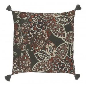 Zelený povlak na polštář s Paisley vzorem a střapci Aix Quilt - 50*50 cm