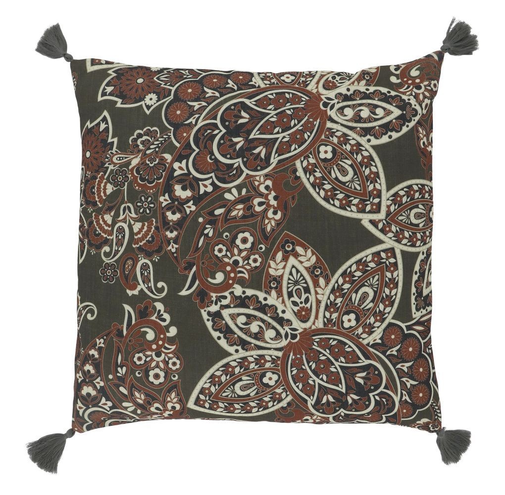 Zelený povlak na polštář s Paisley vzorem a střapci Aix Quilt - 50*50 cm