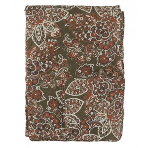 Zelený prošívaný bavlněný přehoz s Paisley vzorem a střapci Aix Quilt - 130*180 cm