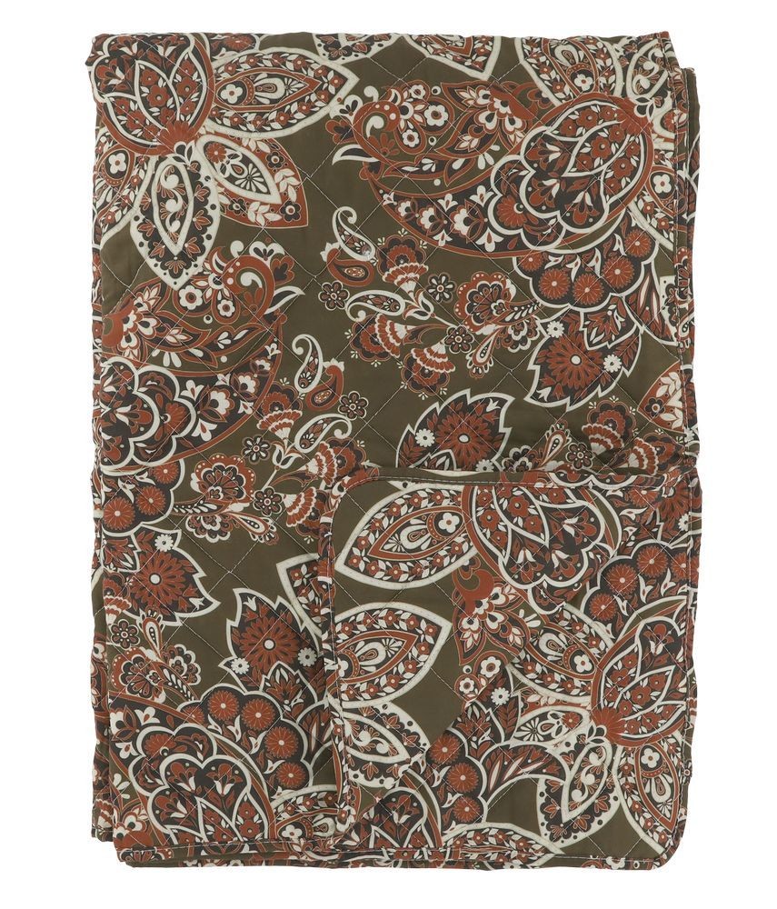 Zelený prošívaný bavlněný přehoz s Paisley vzorem Aix Quilt - 130*180 cm