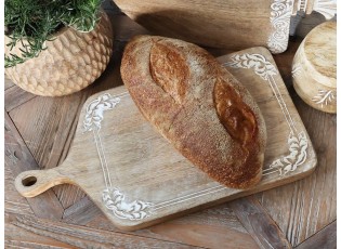 Dřevěné prkénko z mangového dřeva s řezbami Tapas Tours - 46*25*2 cm