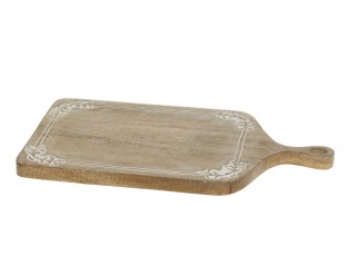 Dřevěné prkénko z mangového dřeva s řezbami Tapas Tours - 46*25*2 cm