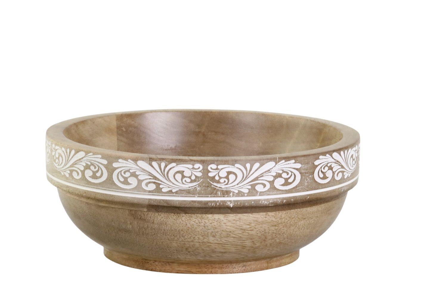 Dřevěná miska z mangového dřeva s řezbami Tours - Ø 20*9 cm / 900ml